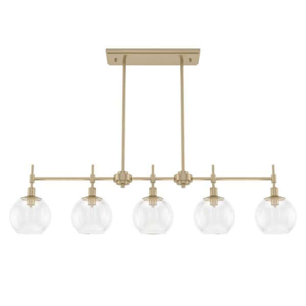 Xidane 5-Light Alturas Gold Billiard Chandelier With Clear Glass Shades