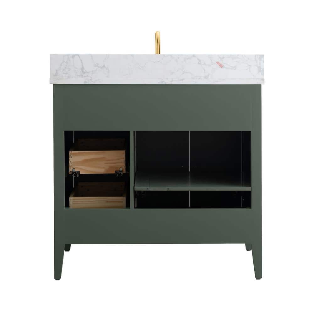 Vintage Green 36" Single Bathroom Vanity with Gold Hardware