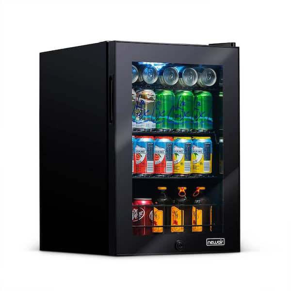 NewAir 17 in. 90 (12 oz.) Can Cooler Freestanding Beverage Fridge with Adjustable Shelves, Modern Black