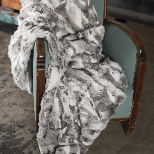 HomeRoots Josephine Grey Modern Wool Throw Blanket