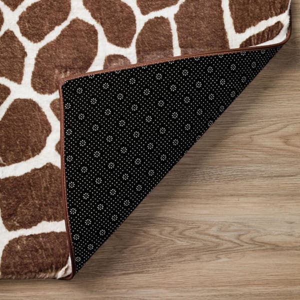 8 X 8 Brown, Ivory Animal Print Runner Rug