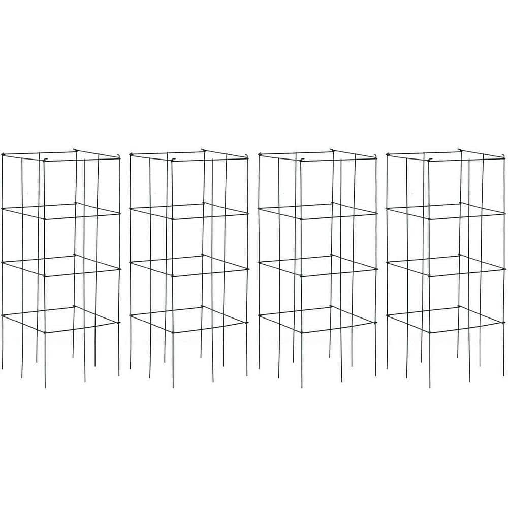 Dark Green Iron Trellis Plant Cage Set for Indoor Climbing Plants
