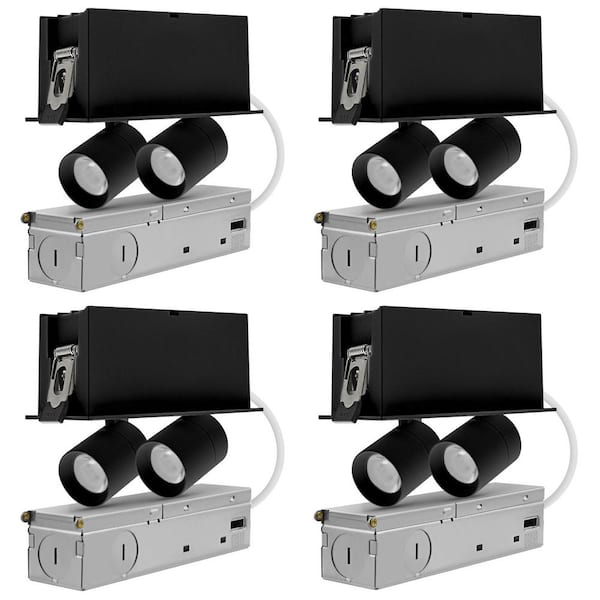 5 In. 2-Head Integrated LED Adjustable Recessed Light, 5CCT, CRI90, 6W, 400LM, 355° & 80° Tilt, Dimmable Black 4 Pack