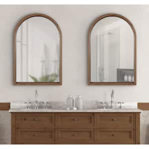 Hutton 30.00 in. H x 20.00 in. W Modern Arch Rustic Brown Framed Accent Wall Mirror
