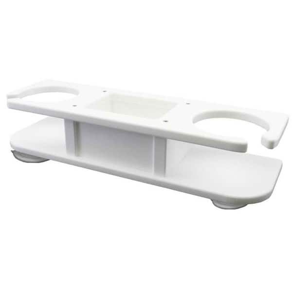 TACO Marine Two-Drink Poly Holder with Catch-All - White