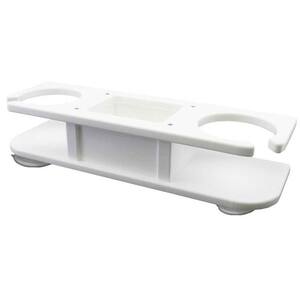 Two-Drink Poly Holder with Catch-All - White