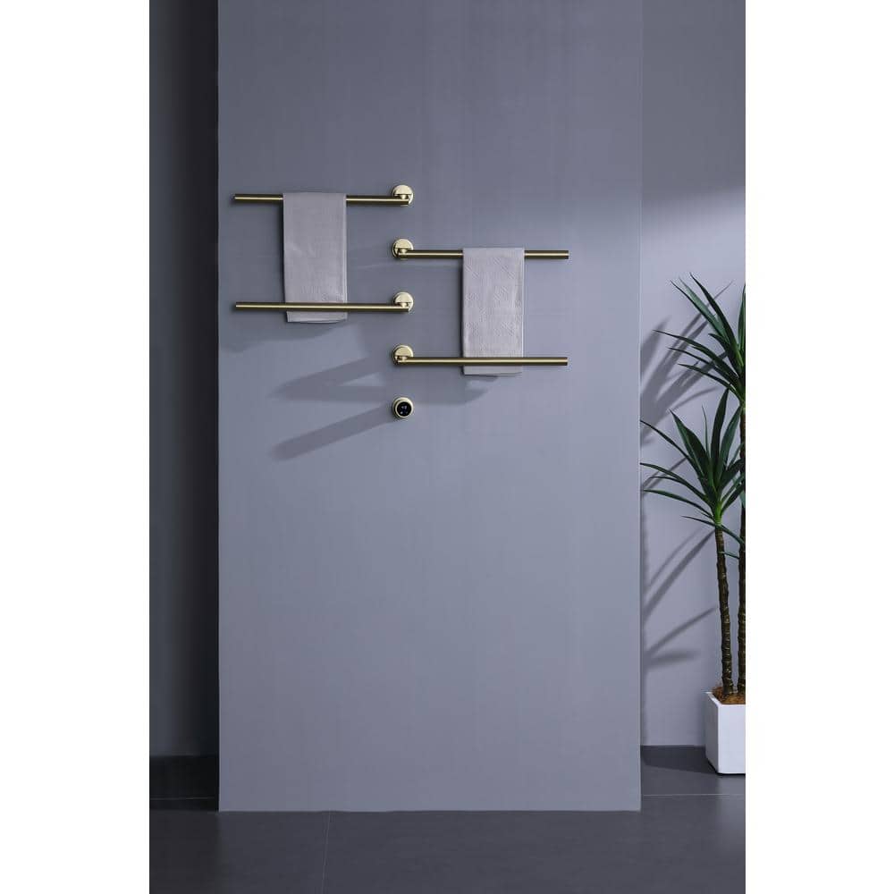 5-Piece 4-Holders Wall-Mounted Stainless-Steel Movable Electric Heated Towe