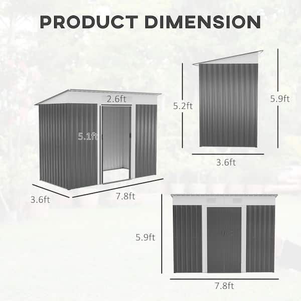 Outsunny 8 ft. W x 4 ft. D Metal Storage Shed with Dual