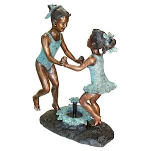 40 in. H Cast Bronze Dancing Splash Girls Garden Statue