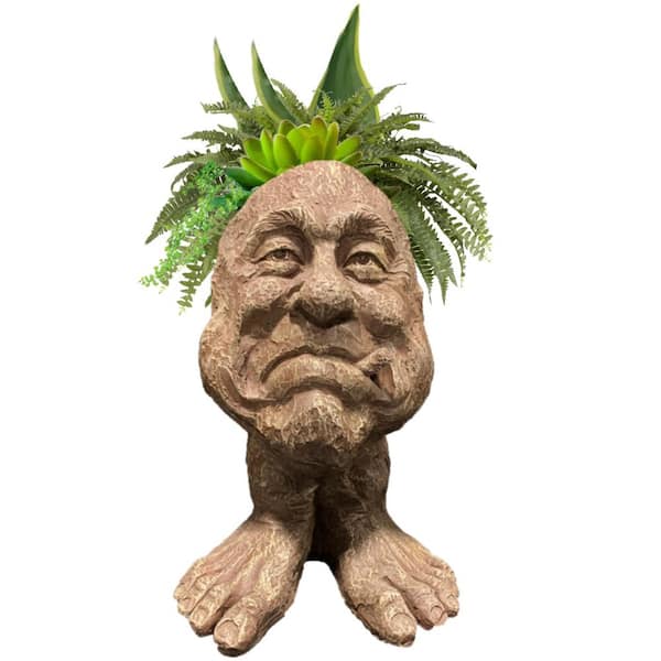 HOMESTYLES 16 in. Neighbor Magoo Muggly Face Garden Statue Planter Holds 8 in. Pot