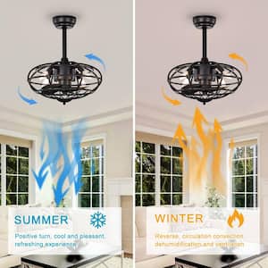 18.1 in. Indoor Black Caged Ceiling Fan with Remote Control, Bulb not included