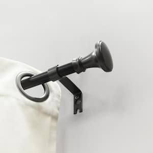28 in. - 48 in. Adjustable Single Curtain Rod 5/8 in. Dia. in Pewter with Trumpet finials