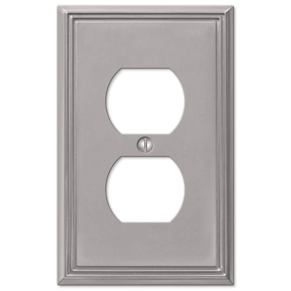 Amerelle Brushed Nickel 1-Gang Metal Duplex Wall Plate