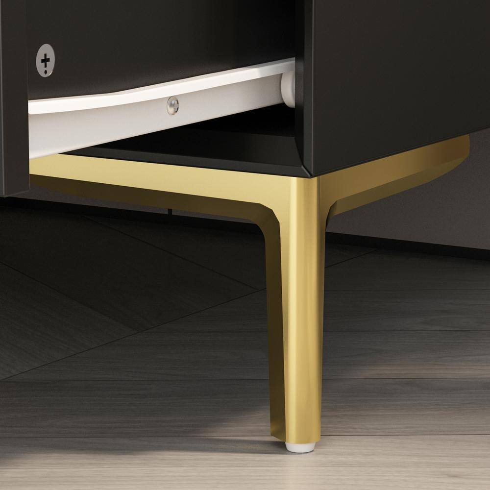 Luxurious Black and Gold Steel 3-Drawer End Table