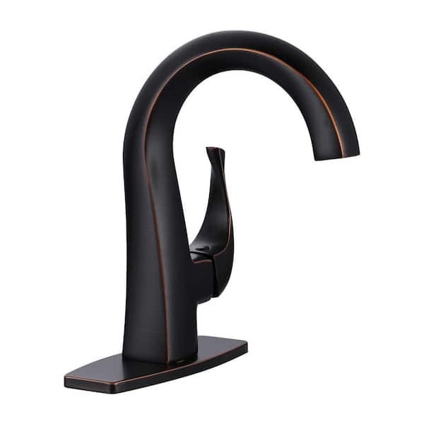 Single Handle Bathroom Faucet with Deckplate Included in Oil Rubbed Bronze