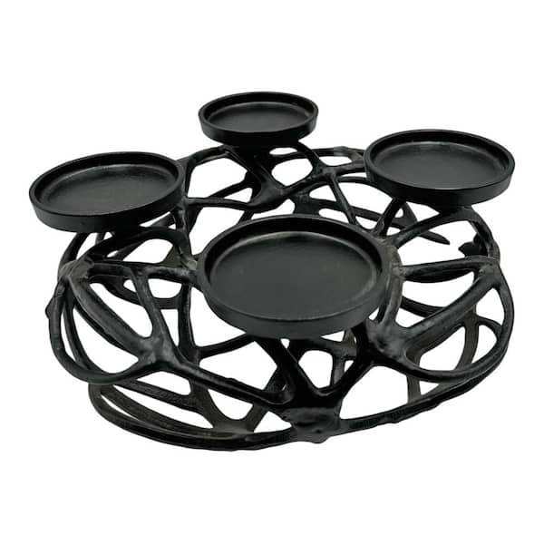 castellousa Black 14 in. x 14 in. Aluminum Four Leg Tea Light Metal Candle Holder