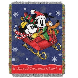 Mickey's Sleigh Ride Licensed Holiday Tapestry Multi-Colored Throw Blanket