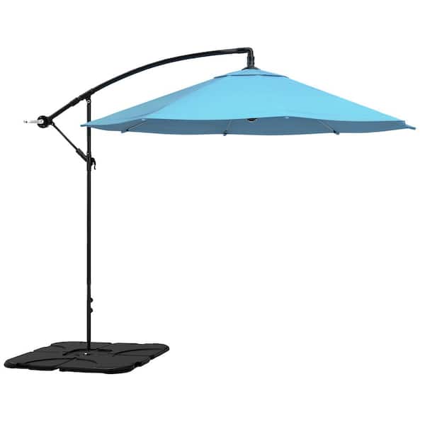 Pure Garden 10 ft. Cantilever Patio Umbrella in Blue with Base