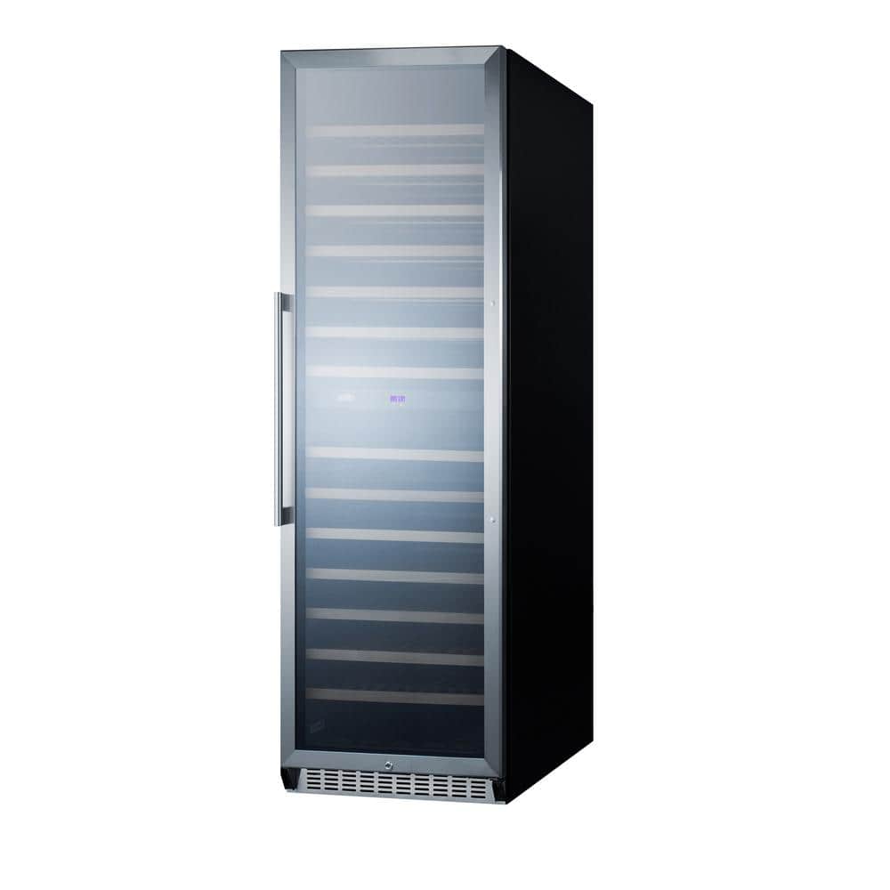 Summit 160 Bottle Black Dual Zone Wine Refrigerator with Glass Door