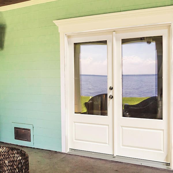 72 in. x 80 in. Fiberglass Smooth White Left-Hand Inswing Hinged 3/4 Lite Patio Door