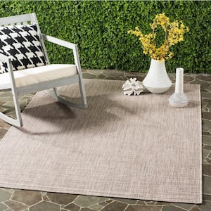 Courtyard Light Brown 7 ft. x 7 ft. Square Solid Indoor/Outdoor Patio  Area Rug