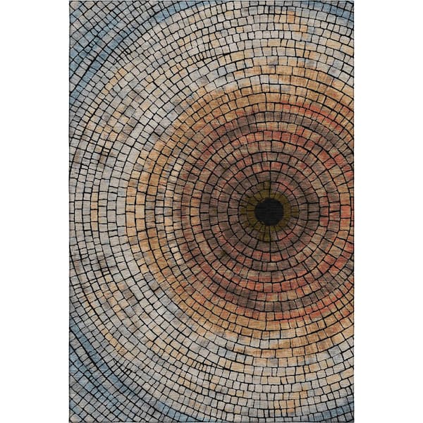 Mayfield Premium Machine Washable Abstract AMF2524 Copper 3 ft. x 5 ft. Area Rug
