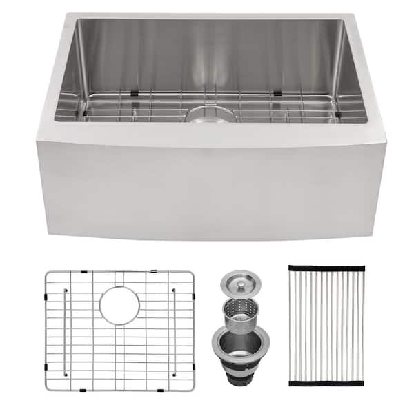 24 in. x 21 in. Stainless Steel Single-Bowl Farmhouse Kitchen Sink with Accessories