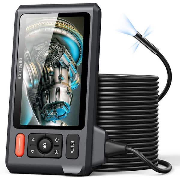 phyfalip 50 ft. Triple Lens Sewer Inspection Camera with Semi-Rigid Cable and Screen Endoscope in Black
