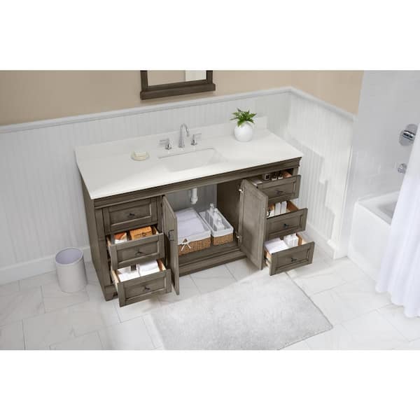 Naples 60 in. W Bath Vanity Cabinet Only in Distressed Grey for Double Bowl Naples 60 in. W Bath Vanity Cabinet Only in Distressed Grey for Double Bowl