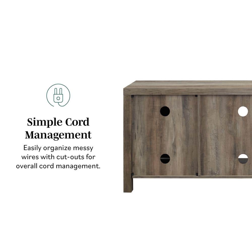 Rustic Oak 58" Modern Farmhouse Barn Door Media Console