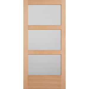40 in. x 84 in. Unfinished Fir Veneer 3-Lite Equal Solid Wood Interior Barn Door Slab