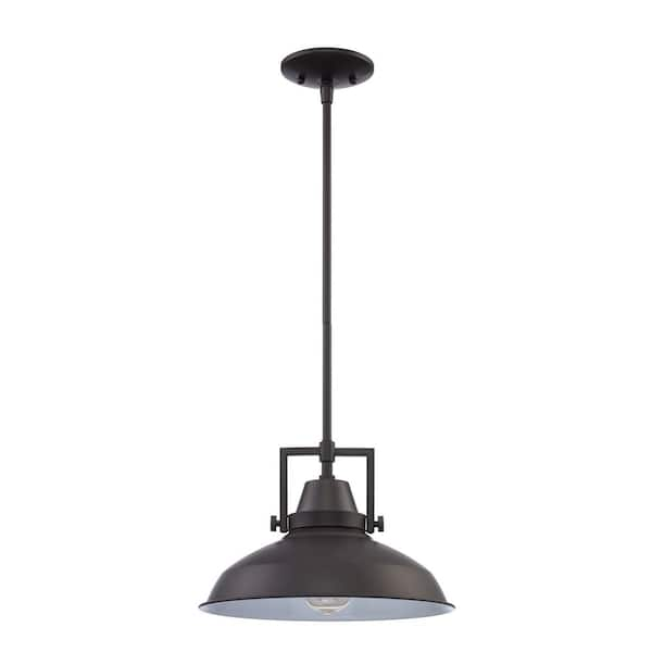 Wilhelm 12 in. 1-Light Bronze Industrial Farmhouse Hanging Kitchen Pendant Light with Metal Shade