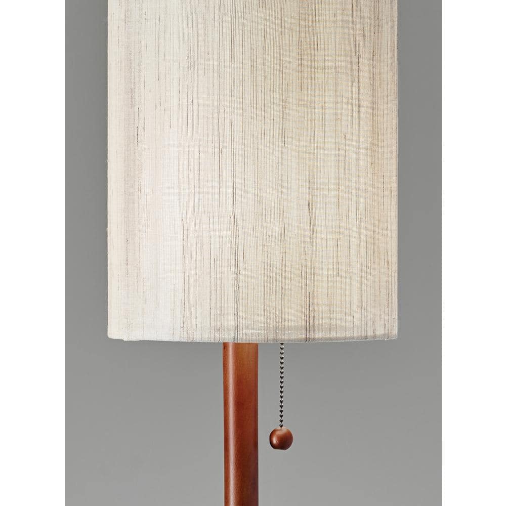 Hamptons Walnut Wood Tall Cylinder Table Lamp