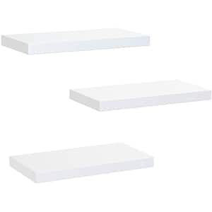 6.7 in. x 15 in. x 1.4 in. White Wood Decorative Cubby Wall Shelves with Brackets (3 Sets)