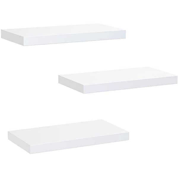 Cubilan 6.7 in. x 15 in. x 1.4 in. White Wood Decorative Cubby Wall Shelves with Brackets (3 Sets)