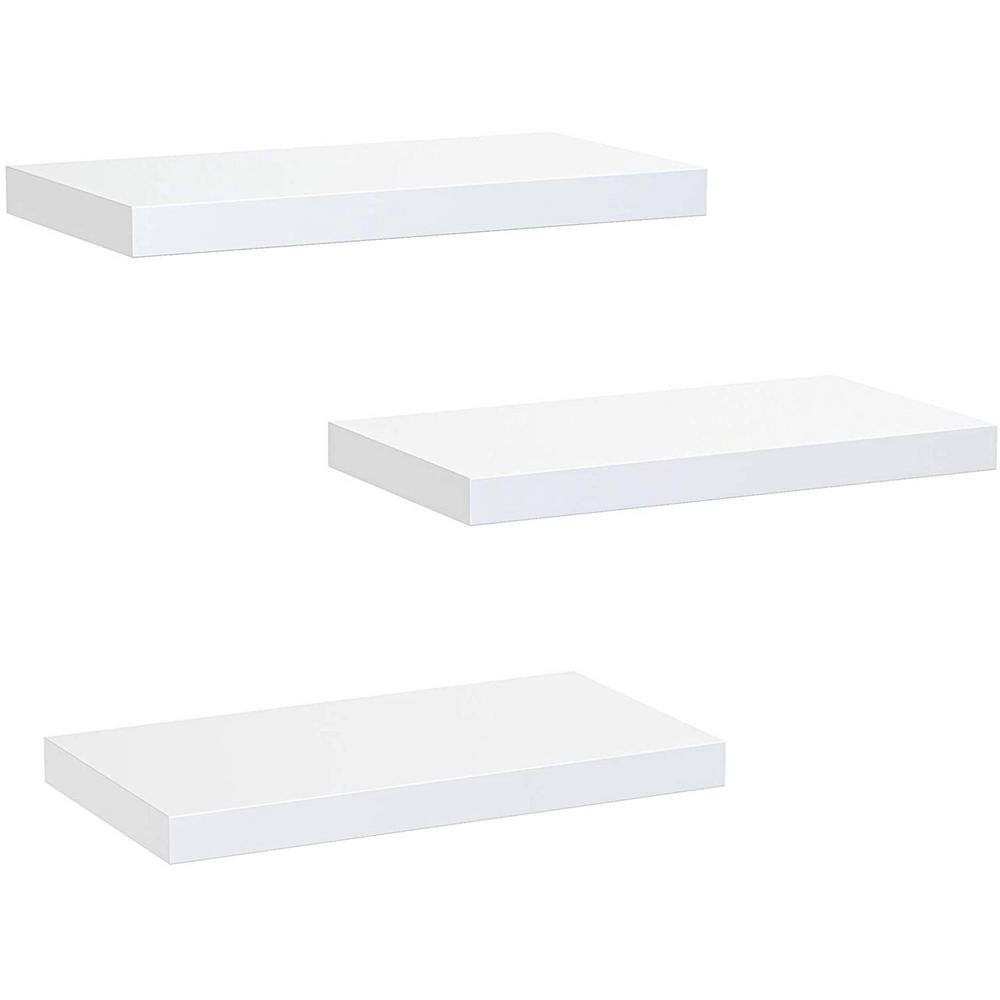 6.7 in. x 15 in. x 1.4 in. White Wood Decorative Cubby Wall Shelves with Br