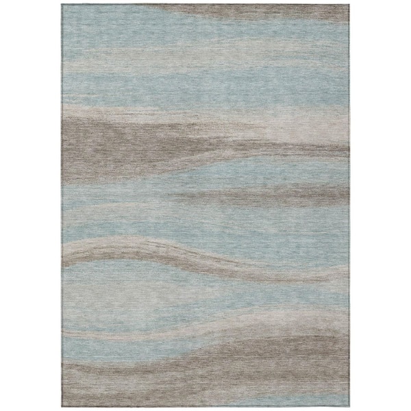 Chantille Machine Washable Indoor/Outdoor Abstract ACN2961 Aqua 9 ft. x 12 ft. Area Rug