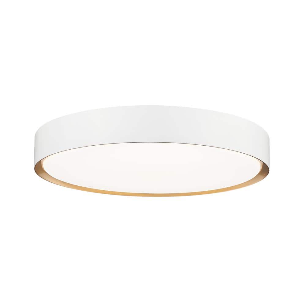 Kawan 20 in. Matte White Plus Modern Gold Flush Mount with Acrylic Shade an