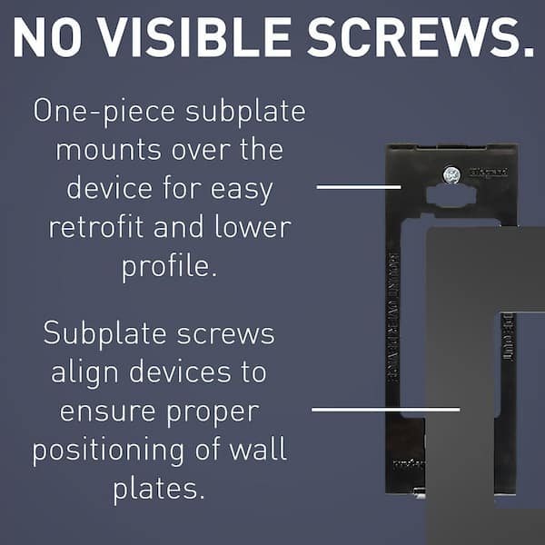 radiant 4-Gang 4-Decorator Rocker Screwless Wall Plate, Graphite (1-Pack)