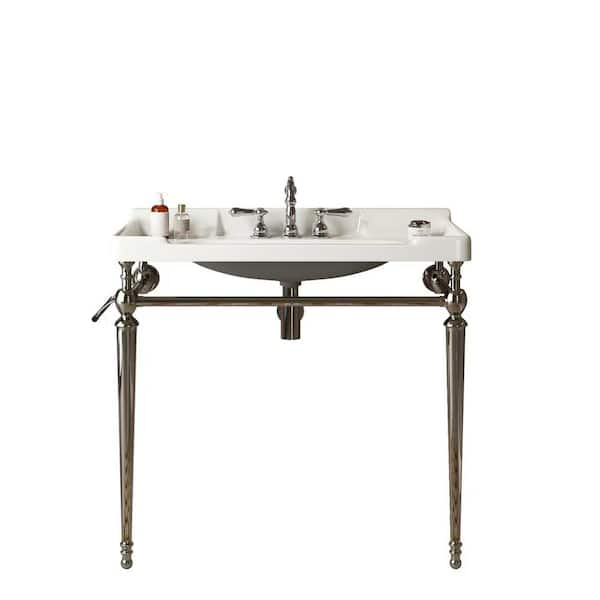 35.83 in. W x 18.50 in. D x 39.37 in. H Freestanding Bath Vanity in Chrome with White Ceramic Top
