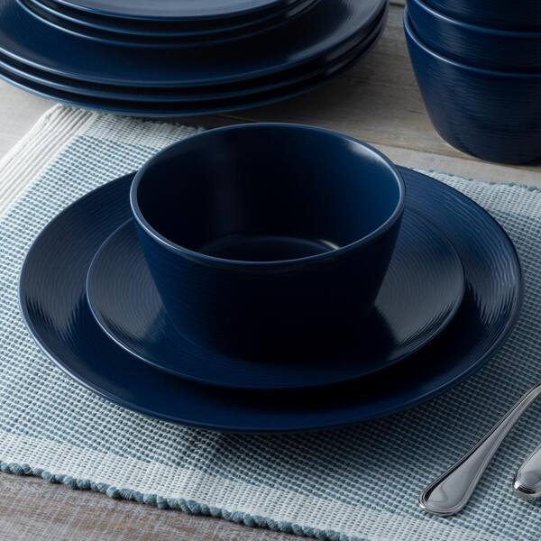 Noritake Colorscapes Navy-on-Navy Swirl 4-Piece (Blue) Porcelain 