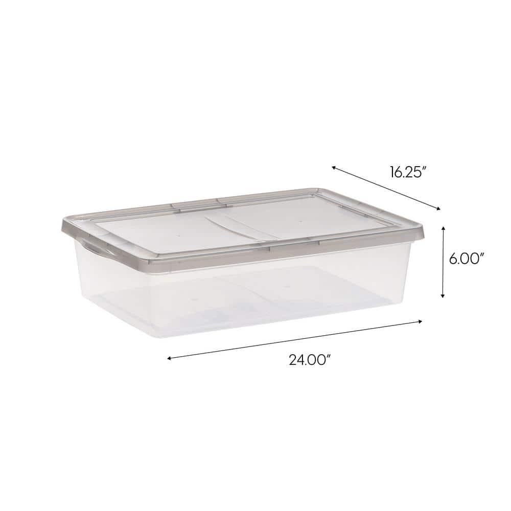 Clear Stackable Plastic Underbed Storage Bins with Lids, Set of 6