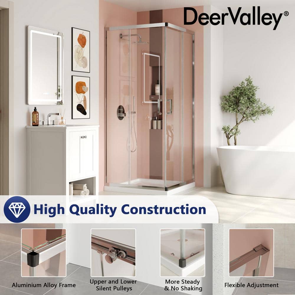 34" W x 72" H Clear Tempered Glass Shower Enclosure