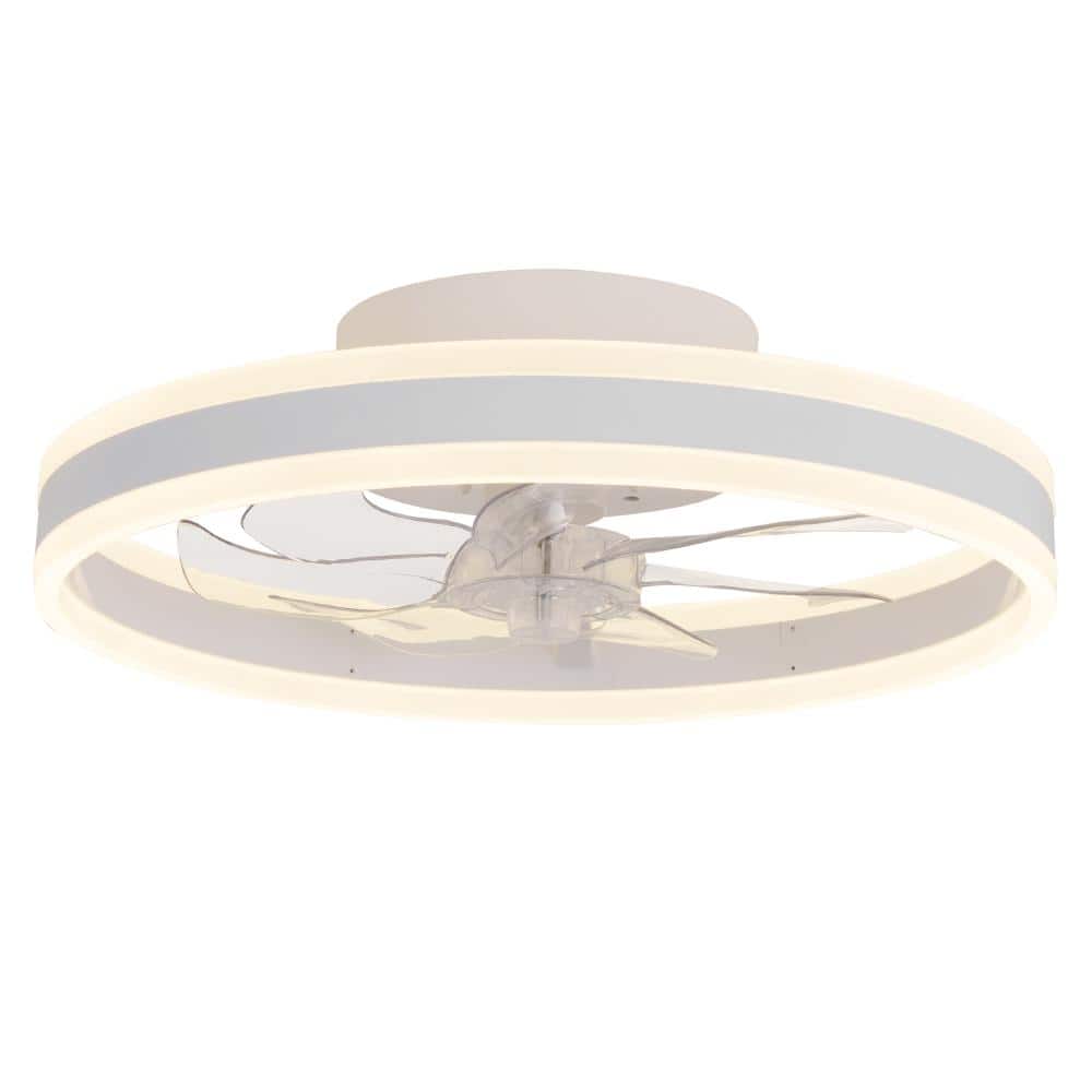 19 in. Indoor Modern White Low Profile Flush Mount Ceiling Fan with LED Light and Remote Control, Dimmable price history on PriceWatchPro