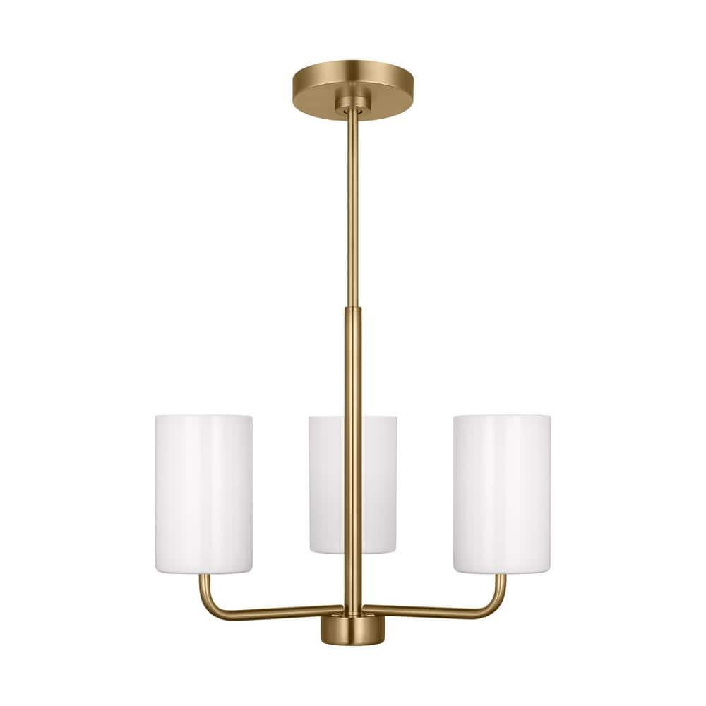 Rhett 3-Light Satin Bronze Modern Small Chandelier with Clear/White Glass Shades, No Bulbs Included price history on PriceWatchPro