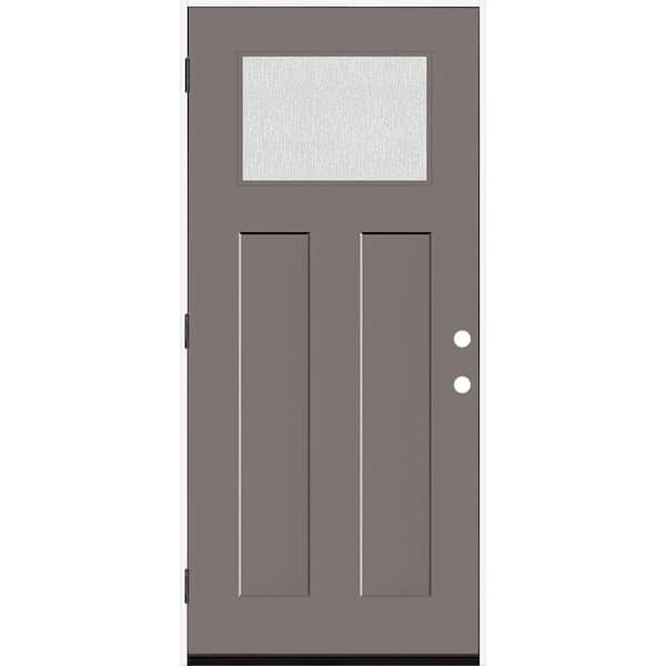 Steves & Sons Legacy 36 in. x 80 in. 1/4 Toplite Rain Glass RHOS Primed Kindling Finish Fiberglass Prehung Front Door