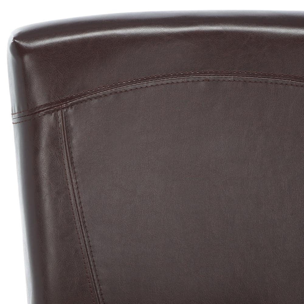 Brown Leather and Wood Parsons Counter Stool