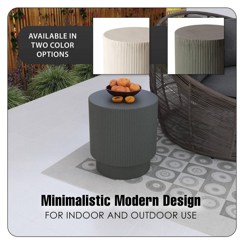Modern Round Side Table Assembled Fiberstone Accent Table for Indoor and Outdoor Eden Series  (See the picture for the color)