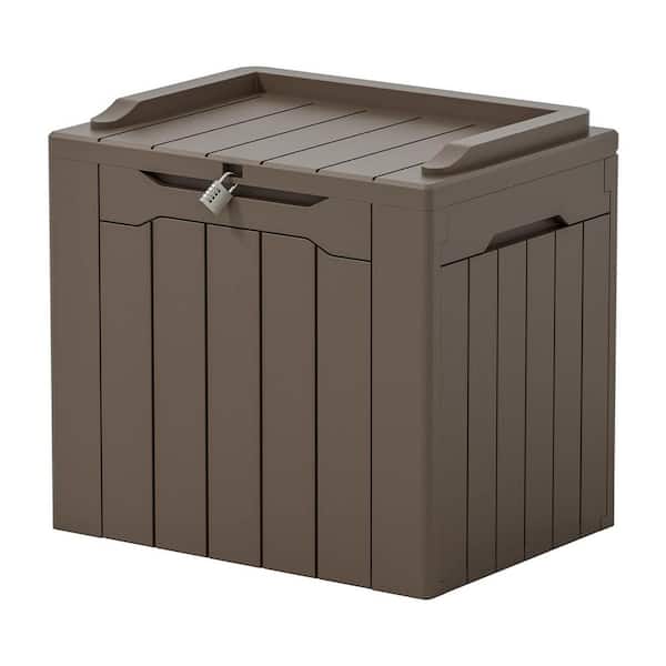 Unbranded 31 Gal. Dark Brown Resin Deck Box Weatherproof and UV Resistant, Lockable