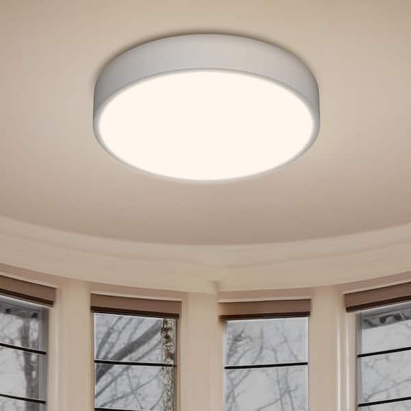 YANSUN 12 in. Round White Modern Integrated Selectable LED Flush Mount Lighting Fixture for Bedroom Living Room